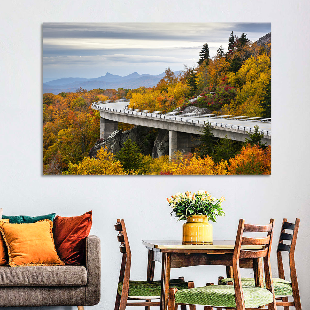 Linn Cove Viaduct at Grandfather Mountain Wall Art in a room, landscape