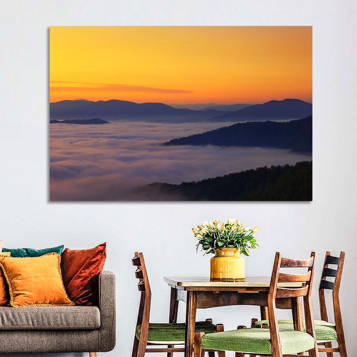 Cloud Sea Over Mountains at Golden Dawn Wall Art
