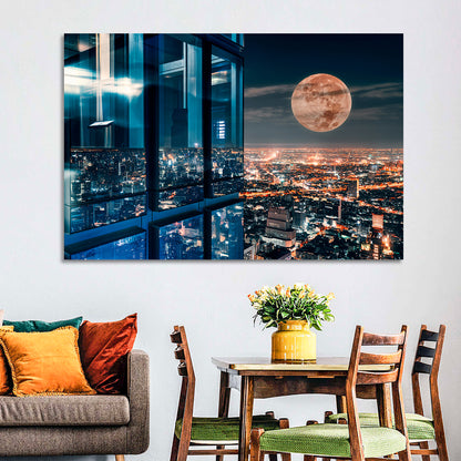 Bangkok Moonlit Skyline Wall Art