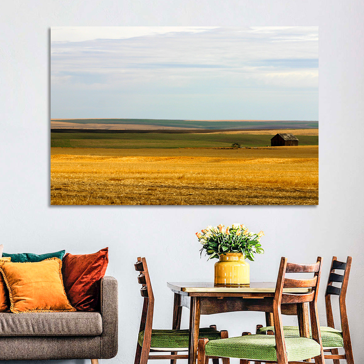 Lone Barn, Montana Farmland Wall Art in a room, landscape