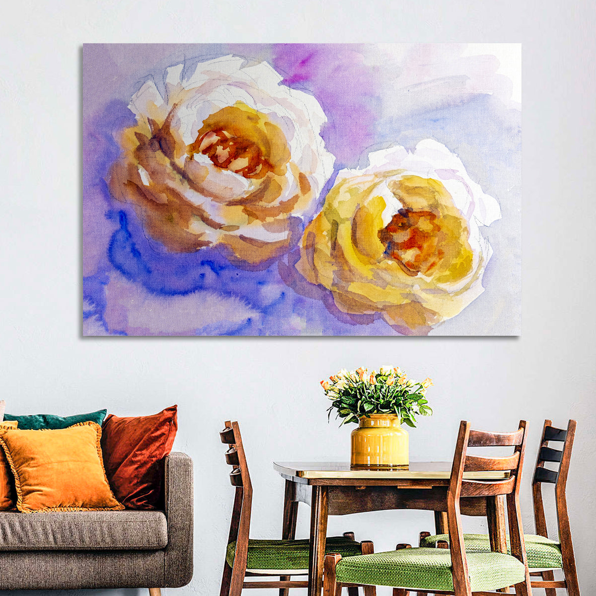 Diagonal Rose Pair Study Wall Art
