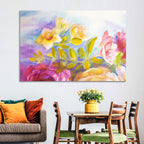 Pink and Yellow Watercolor Blossoms Wall Art