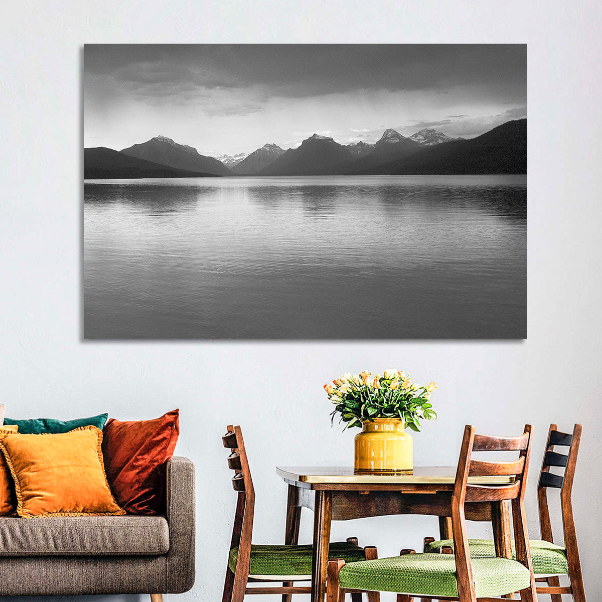 Lake Mcdonald Monochrome Reflection Wall Art