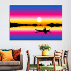 Fisherman Silhouette at Sunset Wall Art