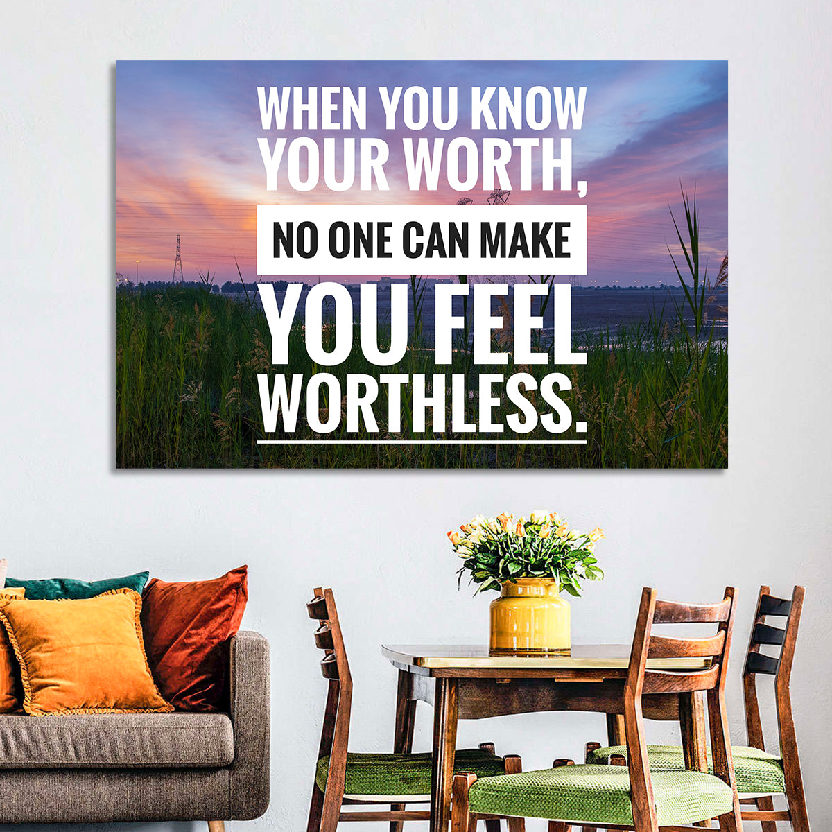 When You Know Your Worth, Golden Hour Wall Art in a room, landscape