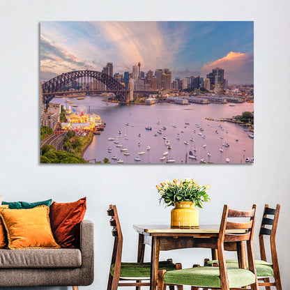 Sydney Harbour Bridge at Golden Twilight Wall Art