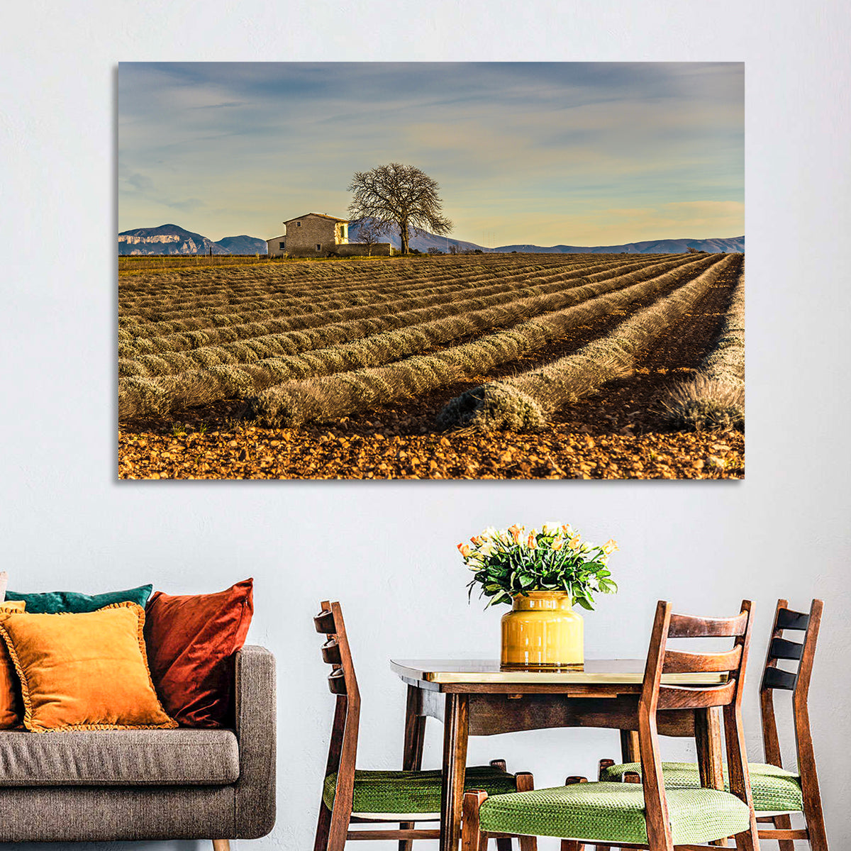 Rustic Provence Lavender Rows at Golden Hour Wall Art