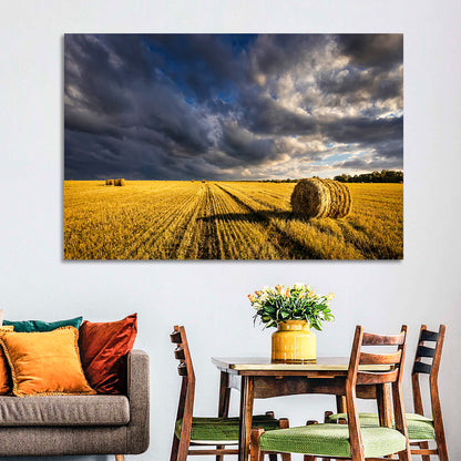 Hay Bale at Golden Hour Wall Art