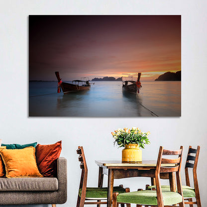 Phi Phi Longtail Boats at Golden Hour Wall Art