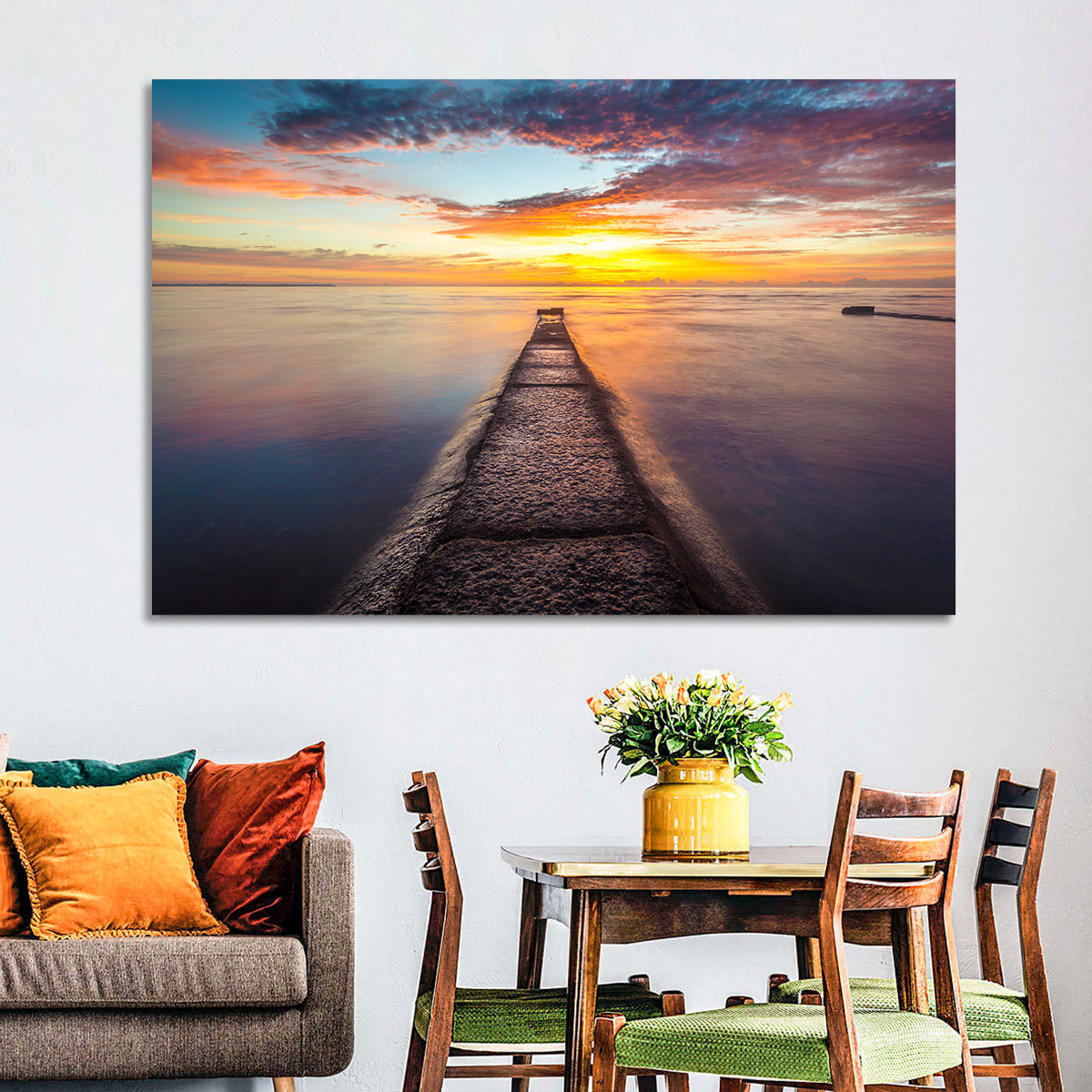 Stone Pier to Glowing Horizon Wall Art