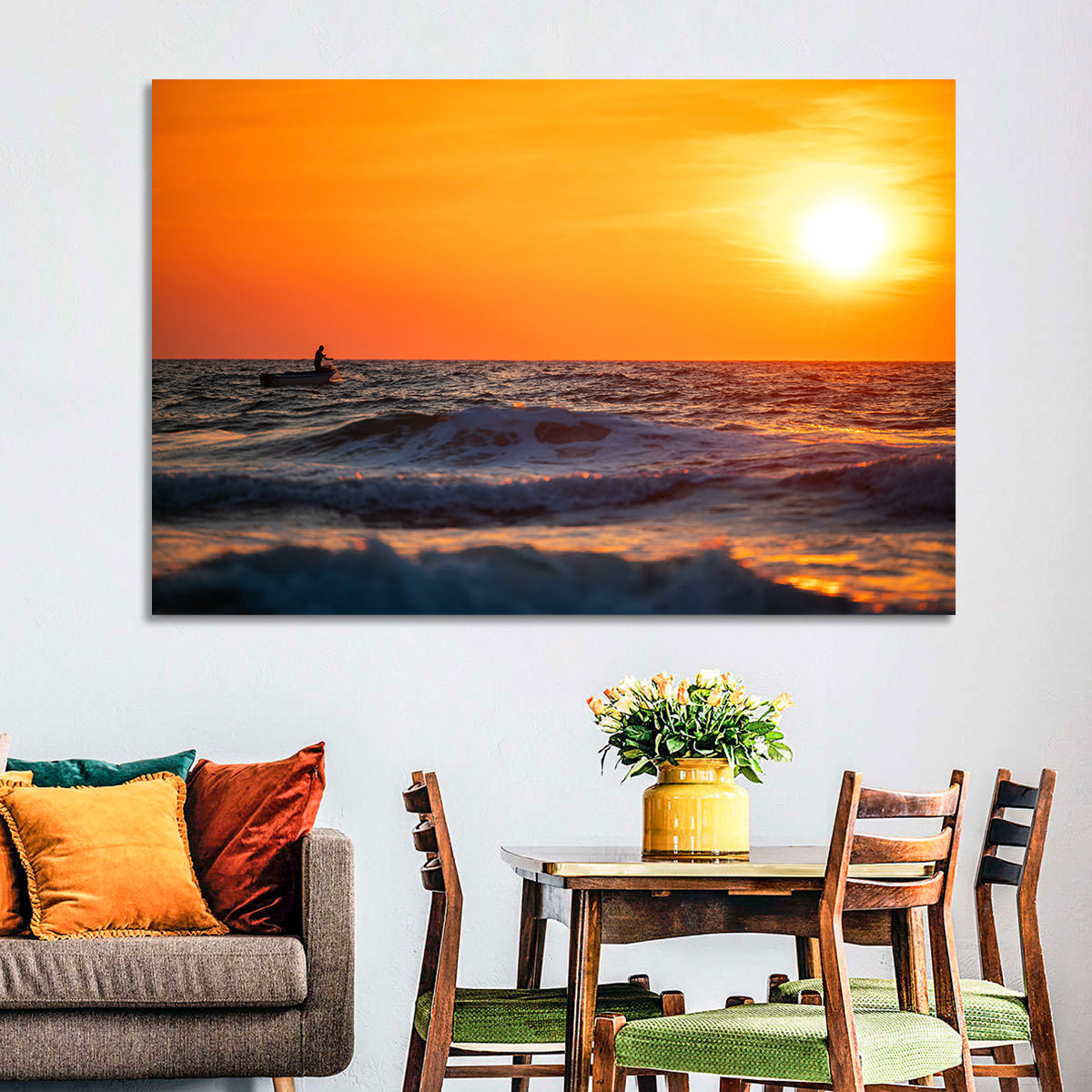 Sunset Fisherman Wall Art