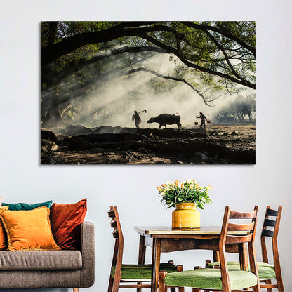 Village Morning with Buffalo Wall Art