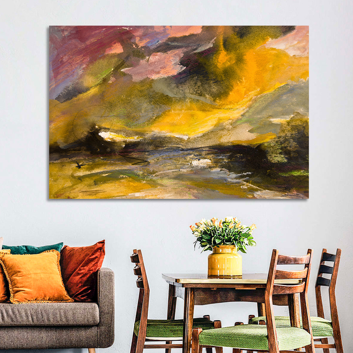 Coastal Storm Over Distant Water Wall Art in a room, landscape