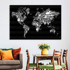 Instrument Silhouette World Map Wall Art
