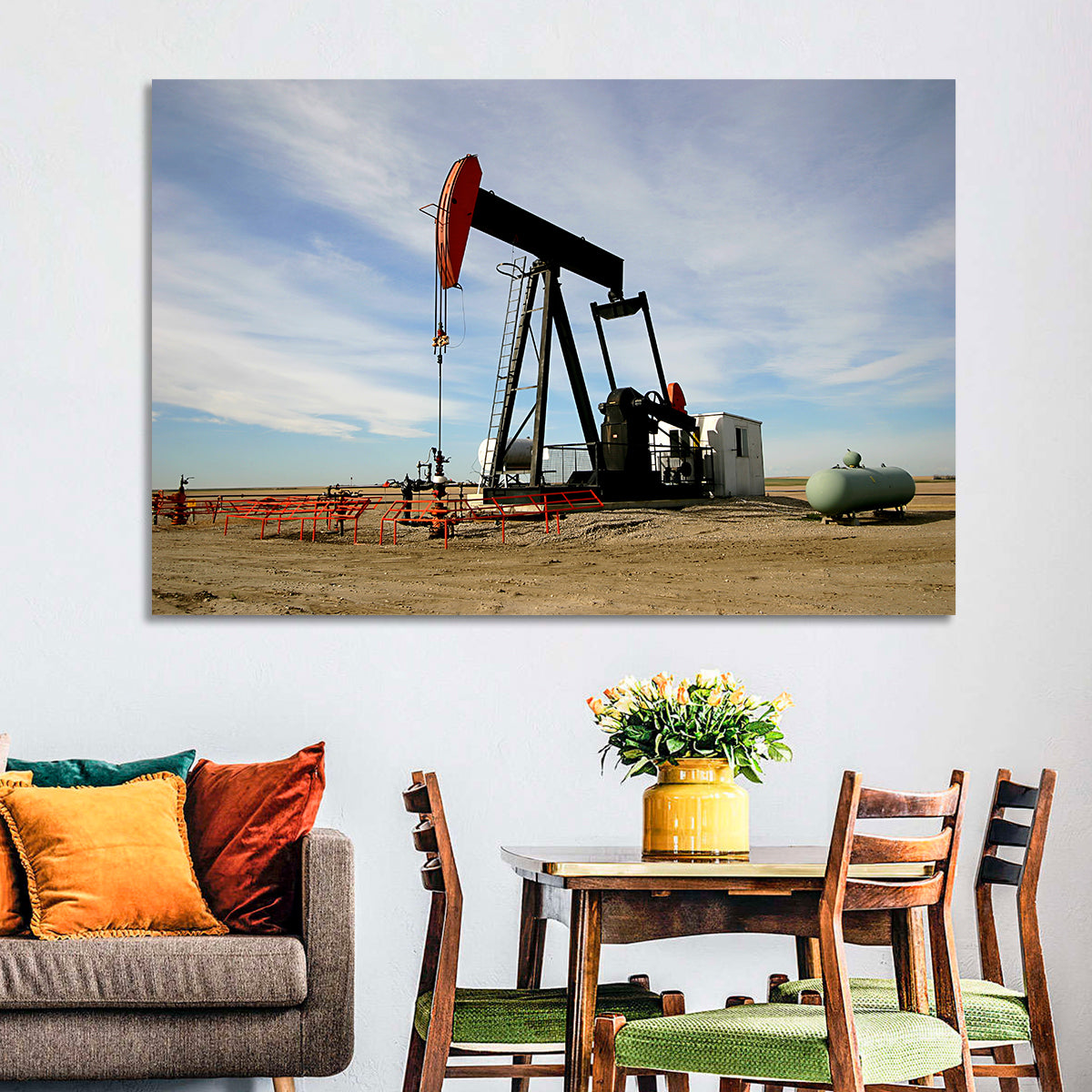 Pump Jack with Storage Tank Wall Art in a room, landscape