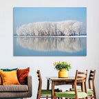 Frost Covered Lakeside Trees Wall Art