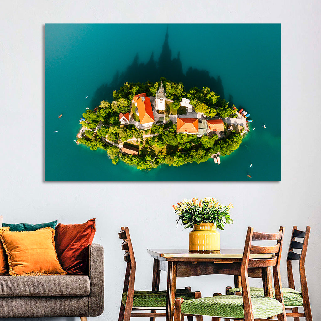 Bled Island Aerial View Wall Art