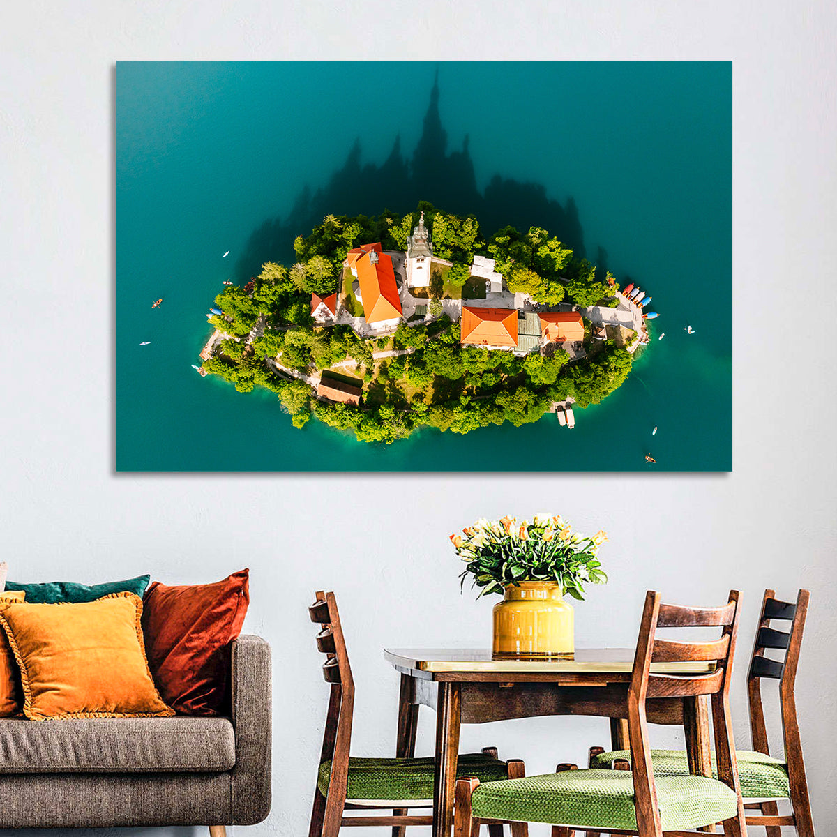 Bled Island Aerial View Wall Art