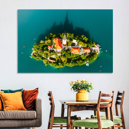 Bled Island Aerial View Wall Art
