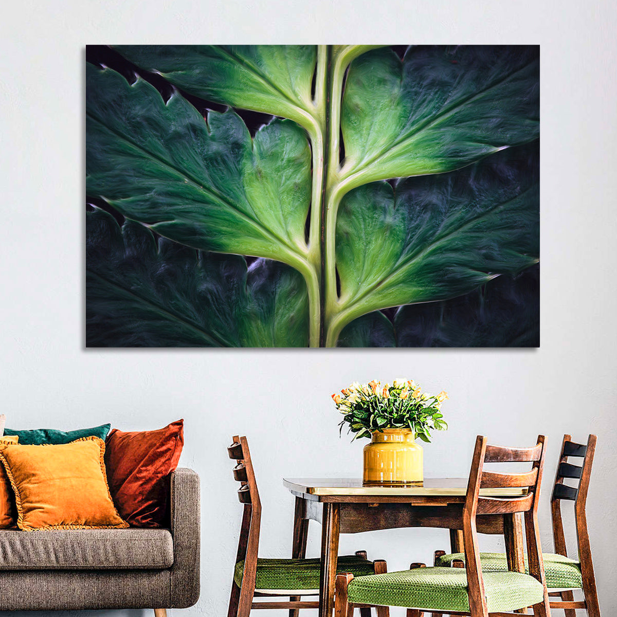 Fern Stem Macro Study Wall Art in a room, landscape