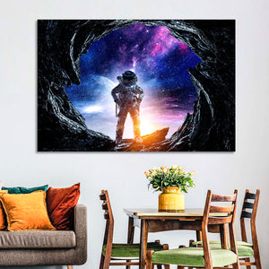 Aliens Planet Cave & Astronaut Wall Art