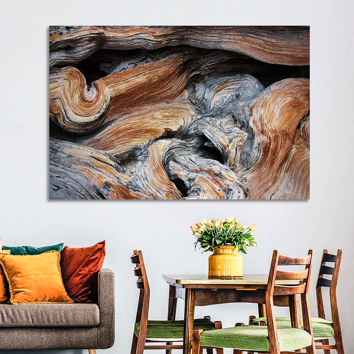 Juniper Wood Texture Wall Art in a room, landscape