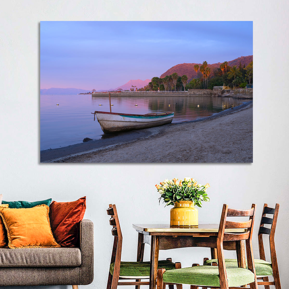 Lake Chapala Shoreline at Dusk Wall Art