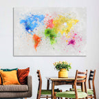 Vibrant Watercolor World Map Wall Art