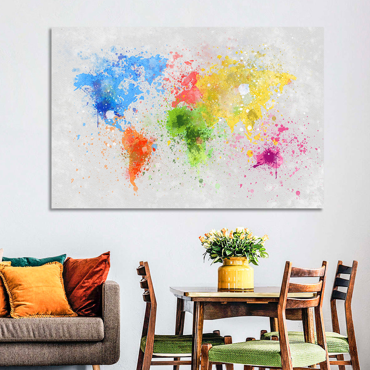 Watercolor World Map Wall Art