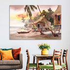 Malaysian Coastal Village at Sunset Wall Art