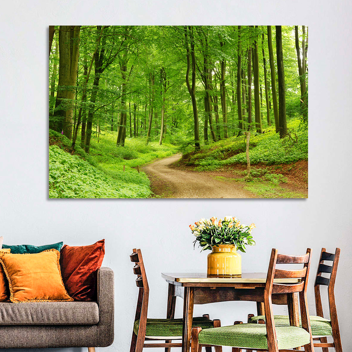 Sunlit Forest Path Wall Art