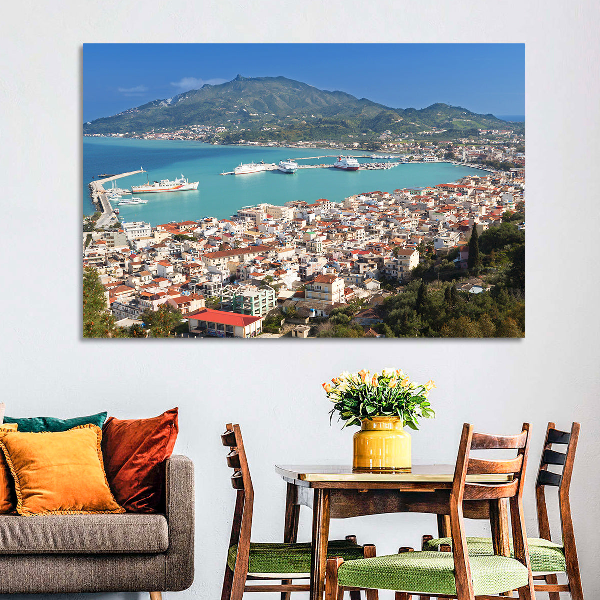 Zakynthos Harbor View Wall Art