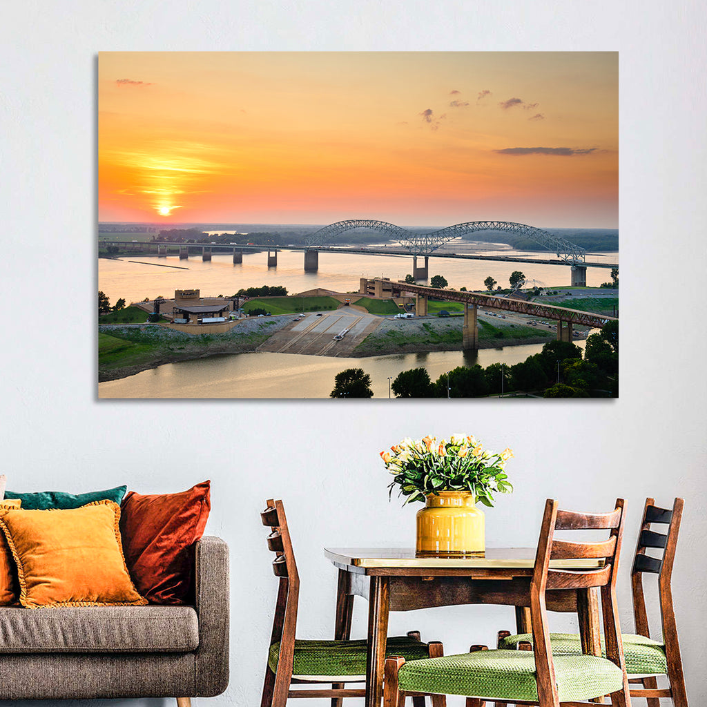 Hernando De Soto Bridge at Sunset Wall Art