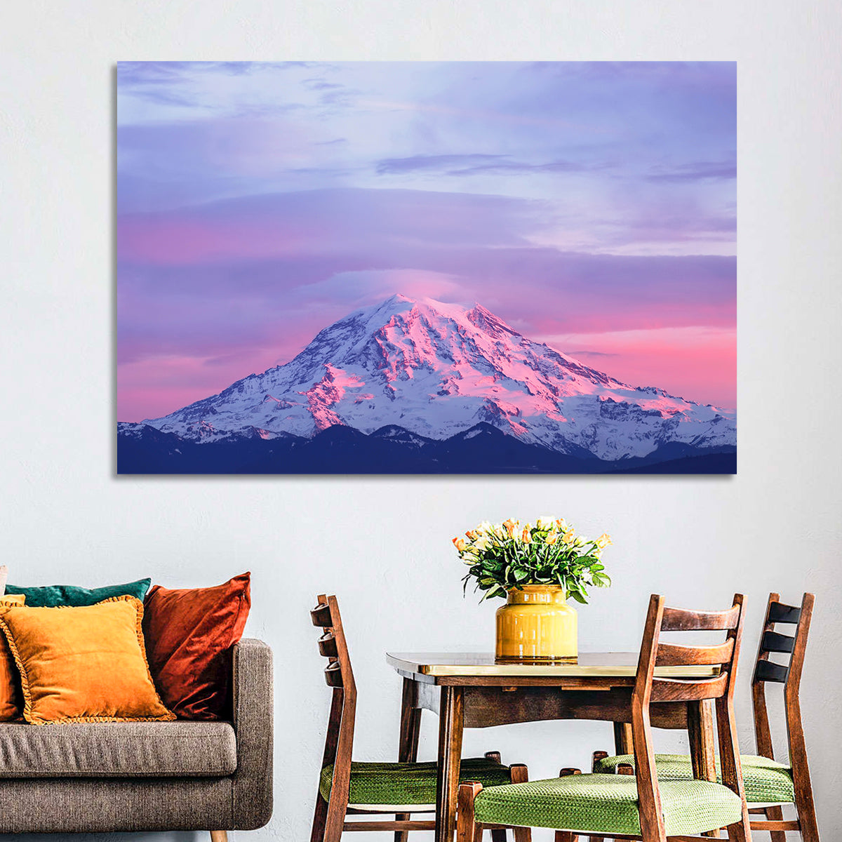 Mount Rainier Alpenglow with Lenticular Cloud Wall Art
