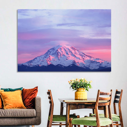 Mount Rainier Alpenglow with Lenticular Cloud Wall Art