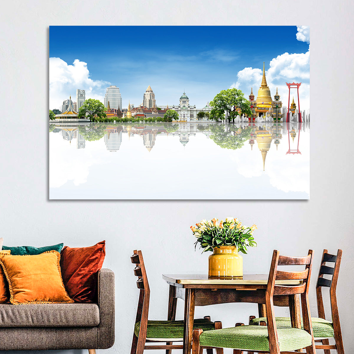 Bangkok Landmarks Reflection Scene Wall Art