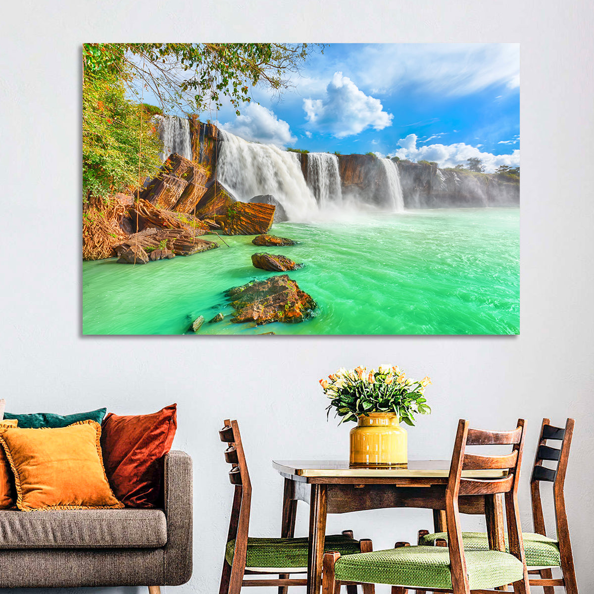 Dray Nur Waterfall Wall Art in a room, landscape