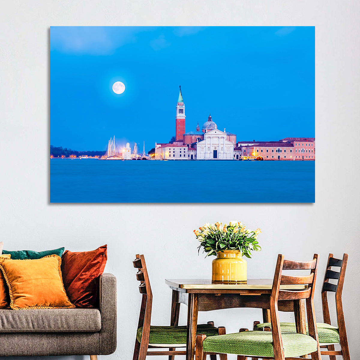 San Giorgio Maggiore Moonlight Wall Art in a room, landscape