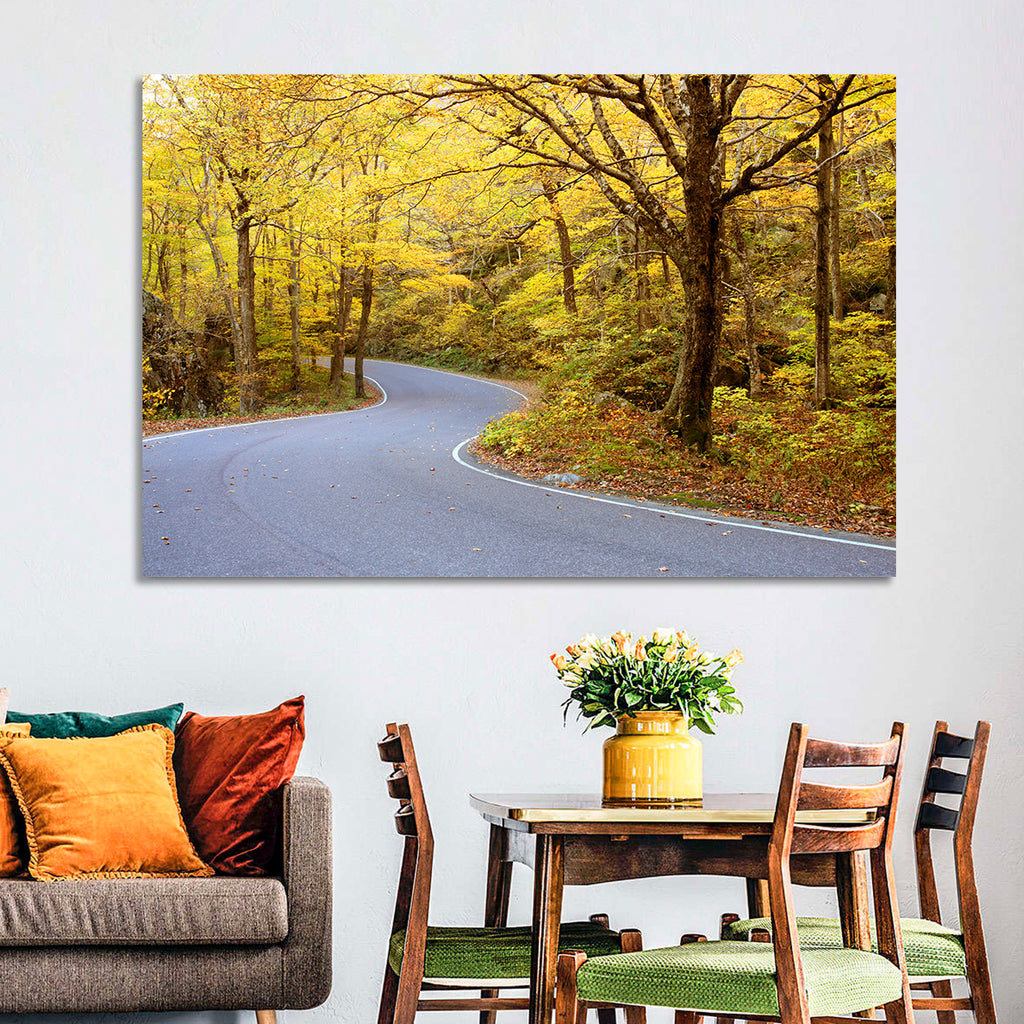 Winding Road Through Autumn Foliage Wall Art