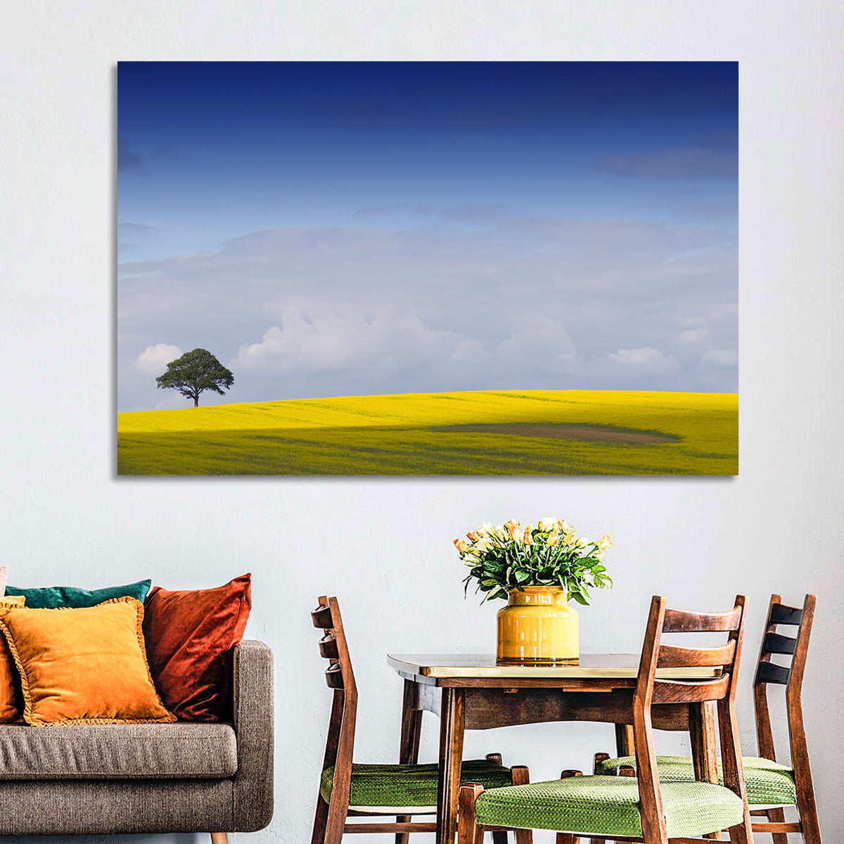 Solitary Tree Over Rapeseed Field Wall Art