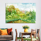 Red Steeple Village Watercolor Wall Art