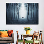 Lone Figure in Misty Forest Wall Art