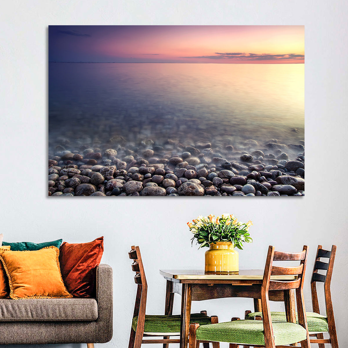 Pebbled Shore Sunset Wall Art