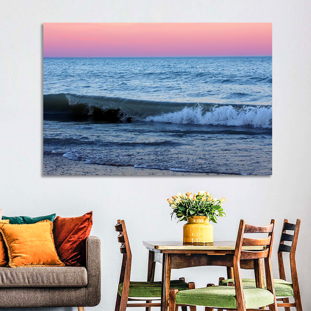 Lake Michigan Sunset with Sailboat Wall Art