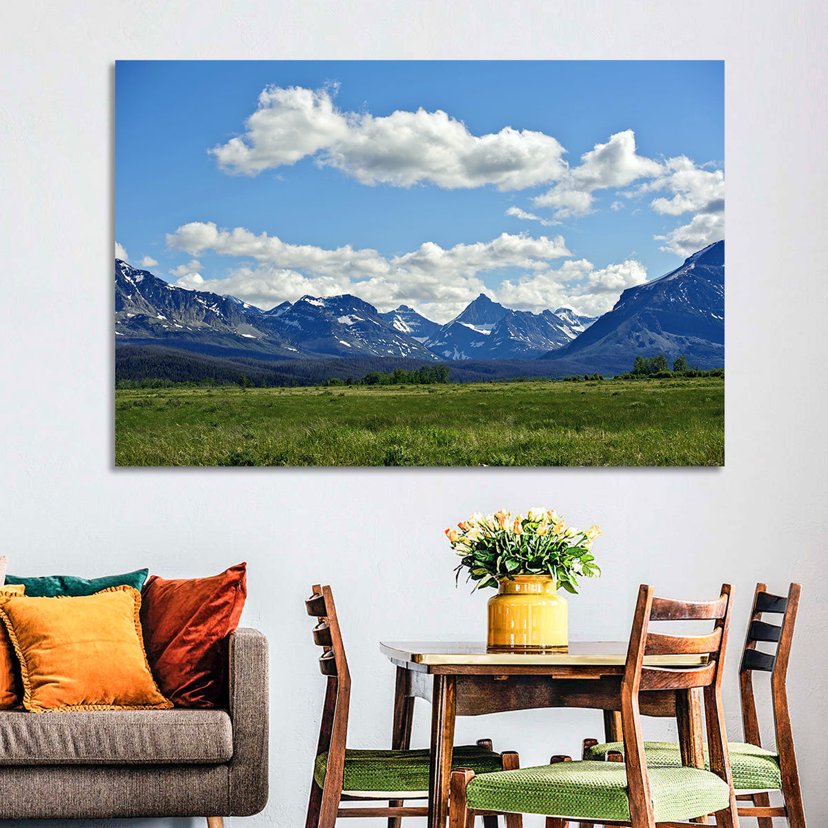 Montana Rocky Mountains Wall Art in a room, landscape