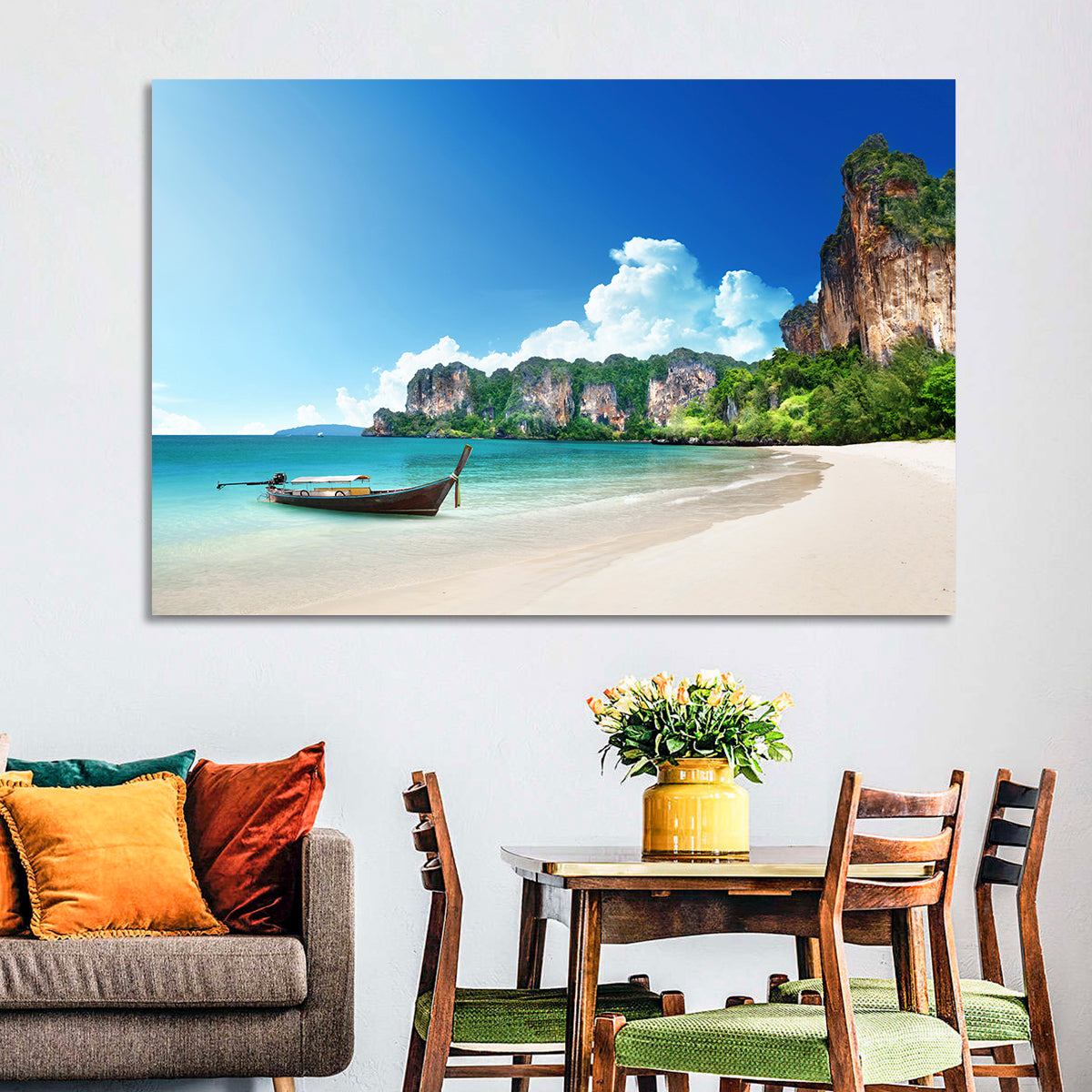 Railay Beach View, Krabi Wall Art in a room, landscape