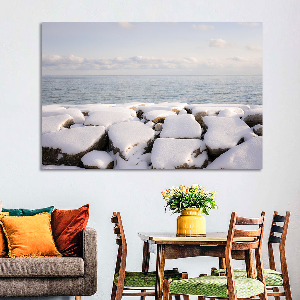Lake Ontario Snowy Rocks Wall Art