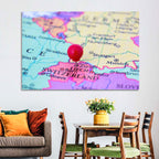 Zurich Map with Red Pin Wall Art