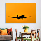 Golden Hour Airliner Silhouette Wall Art