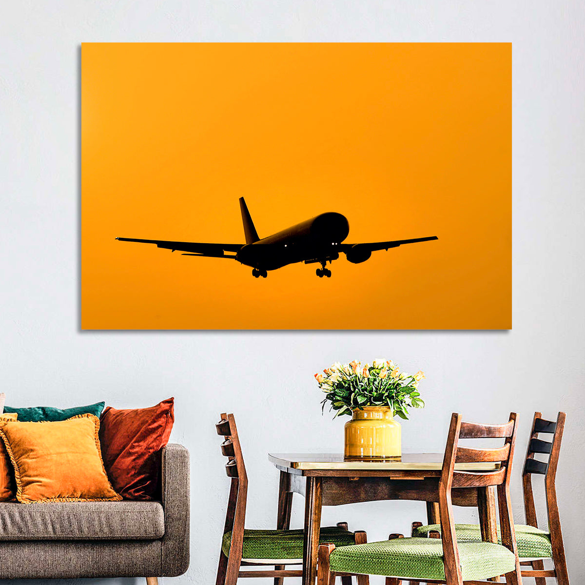 Golden Hour Airliner Silhouette Wall Art